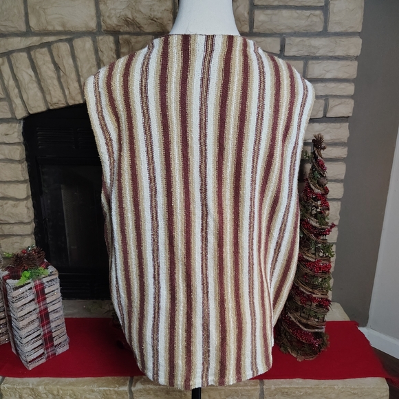 Vintage GAP Knit Vest with Brown and Cream Stripes Large - Picture 3 of 6